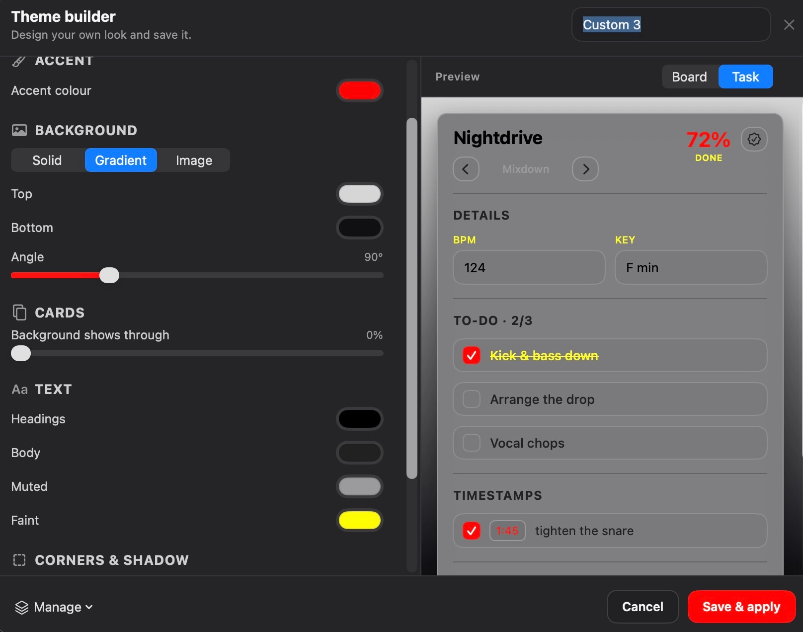 The Track It theme builder