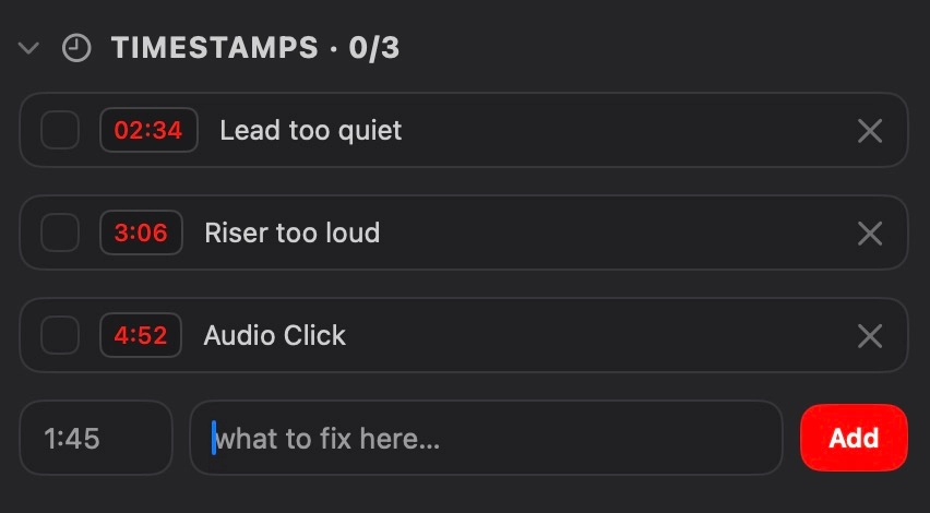 Timestamped fixes on a track